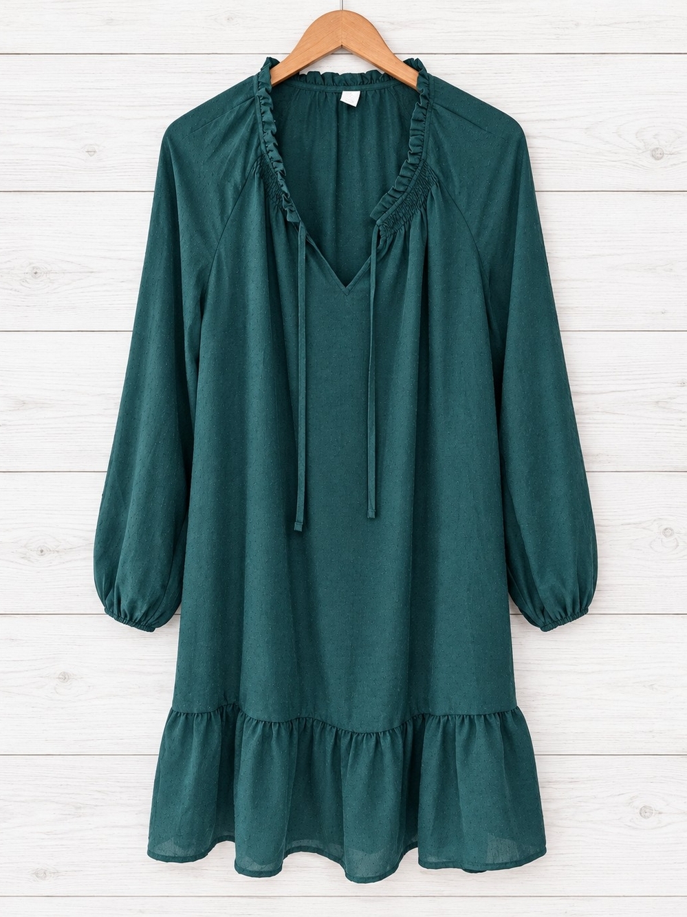 Old Navy Deep Green Ruffle-Hem Peasant Dress